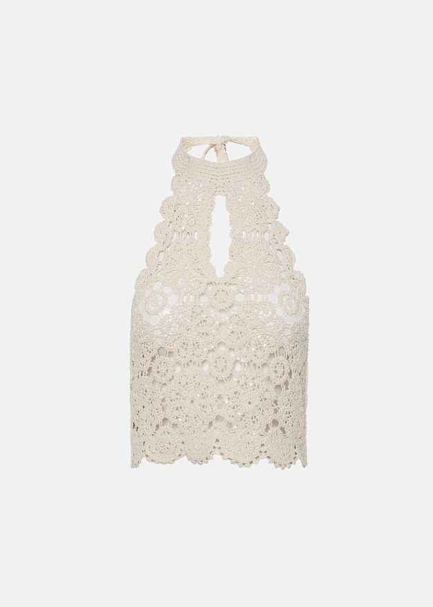 Crochet lace halter neck blouse