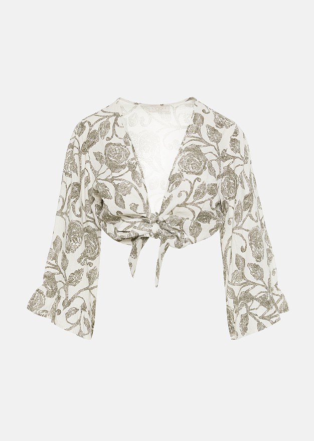 Printed blouse with front tie