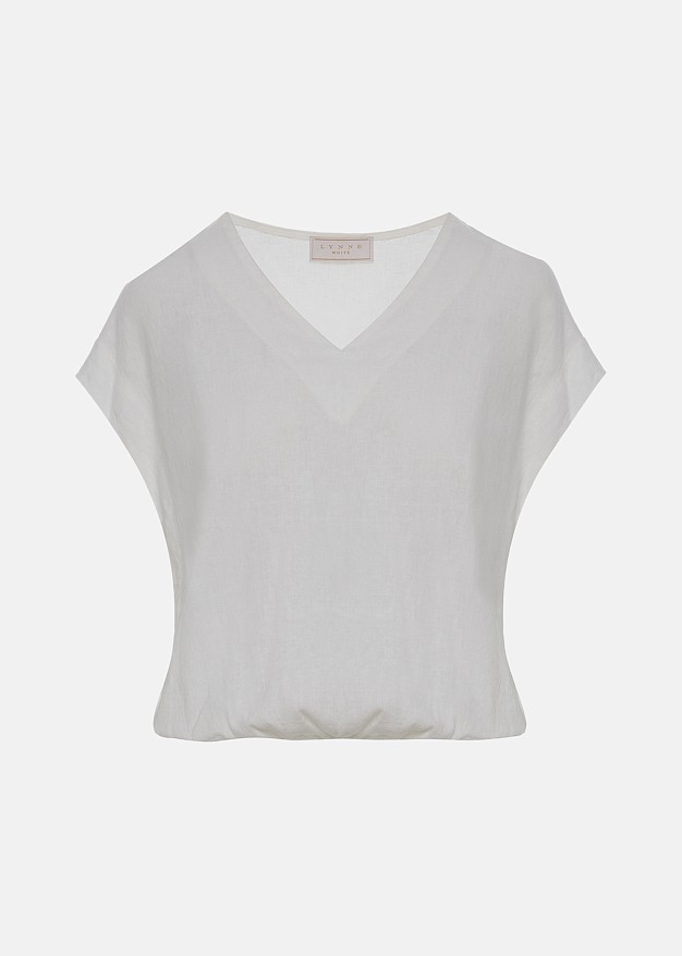 V-neck blouse in a linen-look fabric