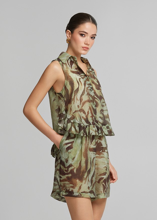 Αμάνικο πουκάμισο σε animal print