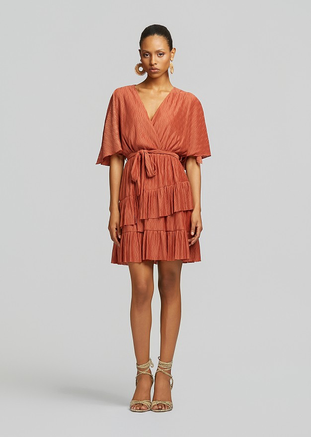 Mini dress with asymmetric ruffles