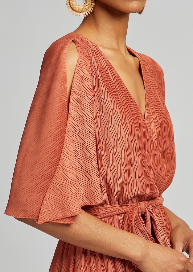 Mini dress with asymmetric ruffles