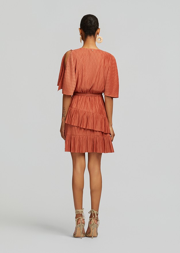 Mini dress with asymmetric ruffles