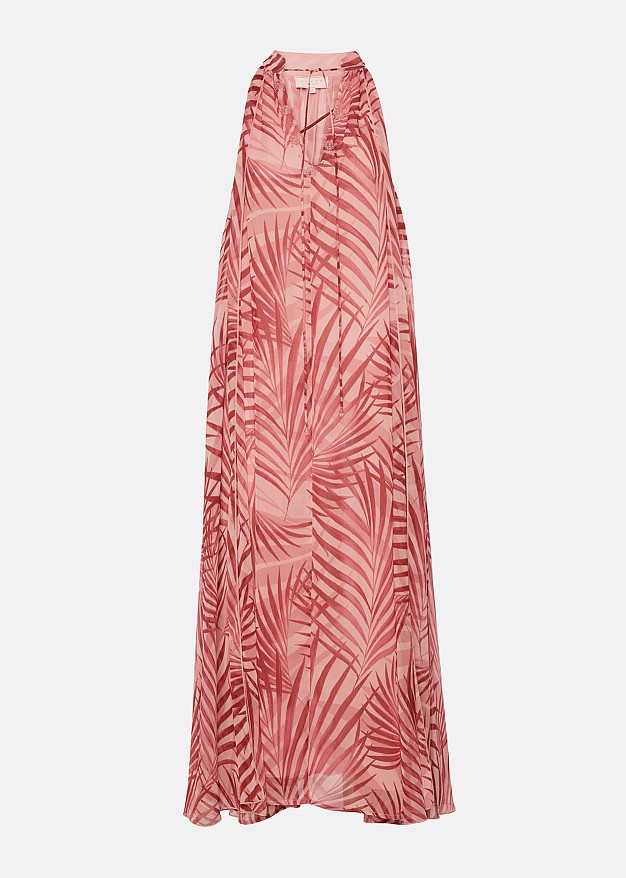 Maxi printed dress with decorative beads