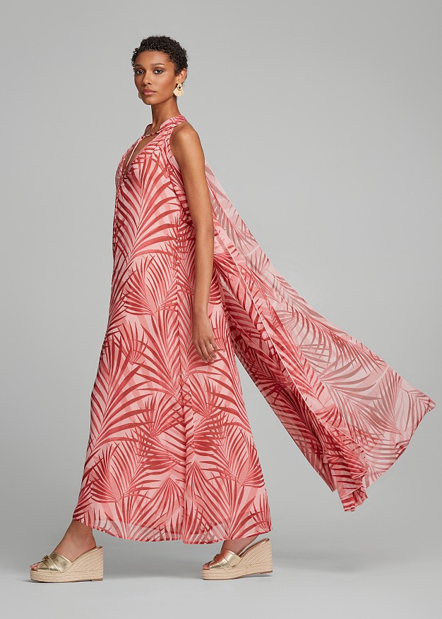 Maxi printed dress with decorative beads