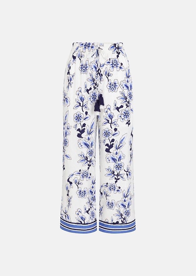 Printed straight-leg trousers with metallic details