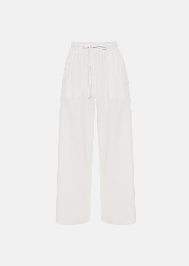 Cropped trousers in a linen-look fabric