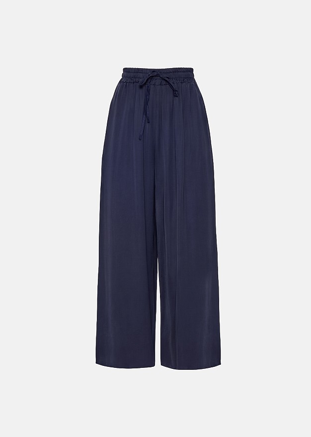 Cropped wide leg trousers in satin look