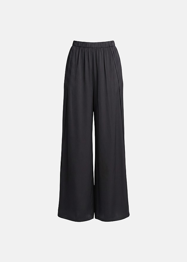 Wide leg trousers with satin finish and slits