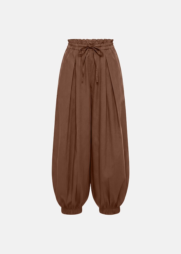Poplin harem pants with pleats