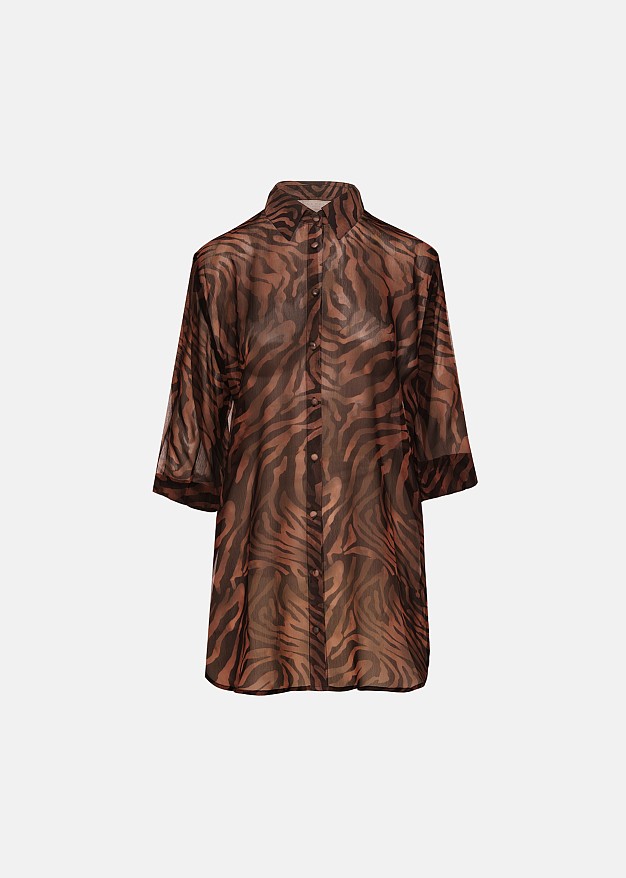 Sheer shirt with leopard print