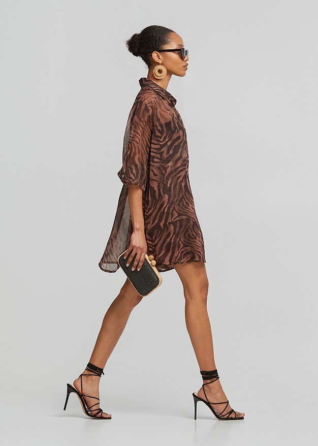 Sheer shirt with leopard print