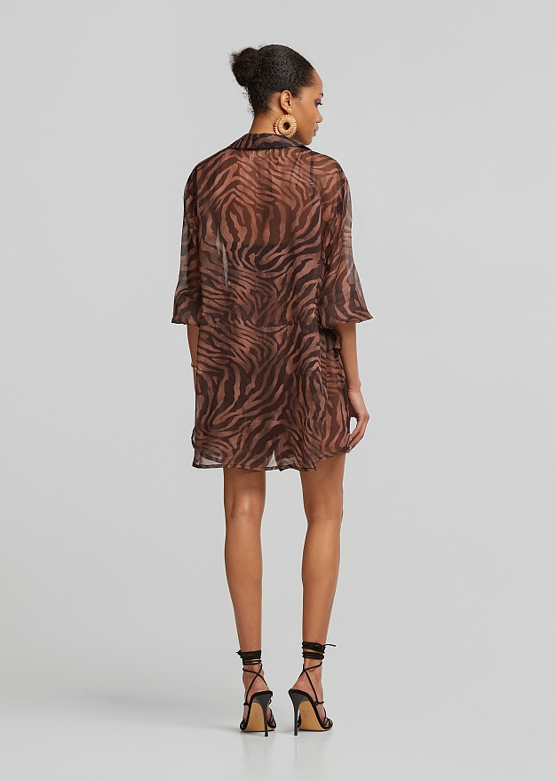 Sheer shirt with leopard print