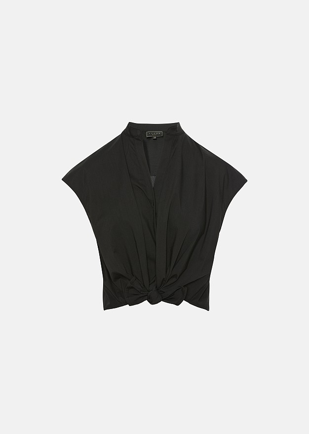 Sleeveless shirt with front tie