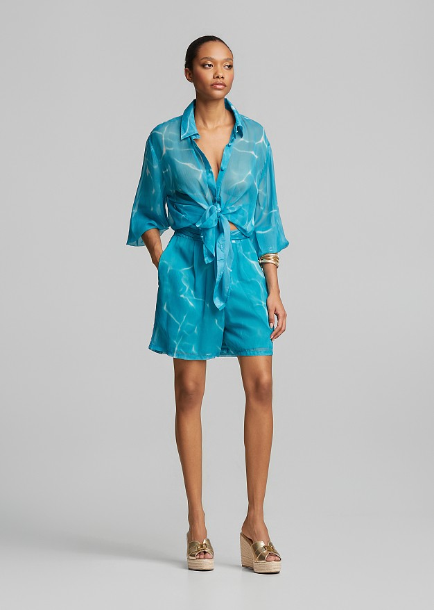Sheer batik print shirt