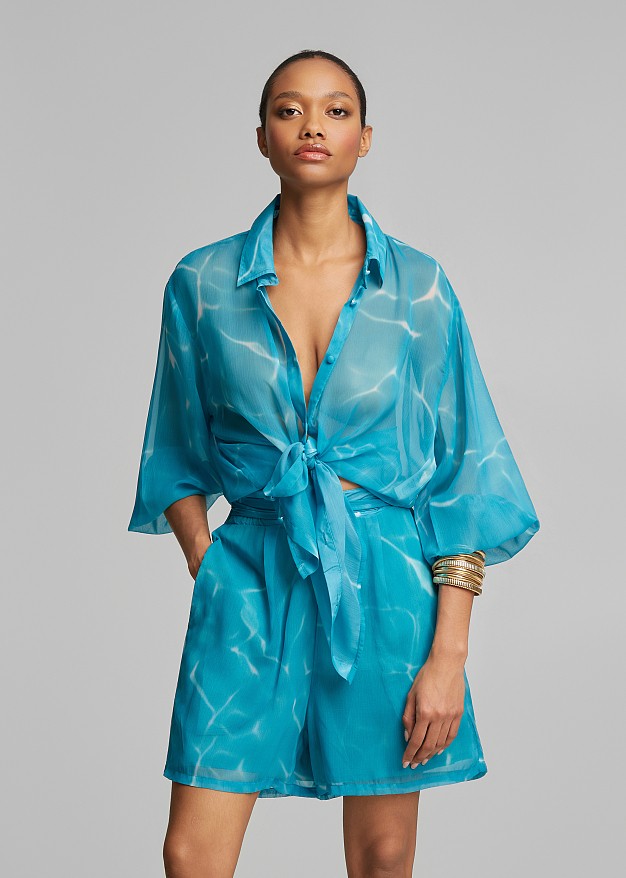 Sheer batik print shirt