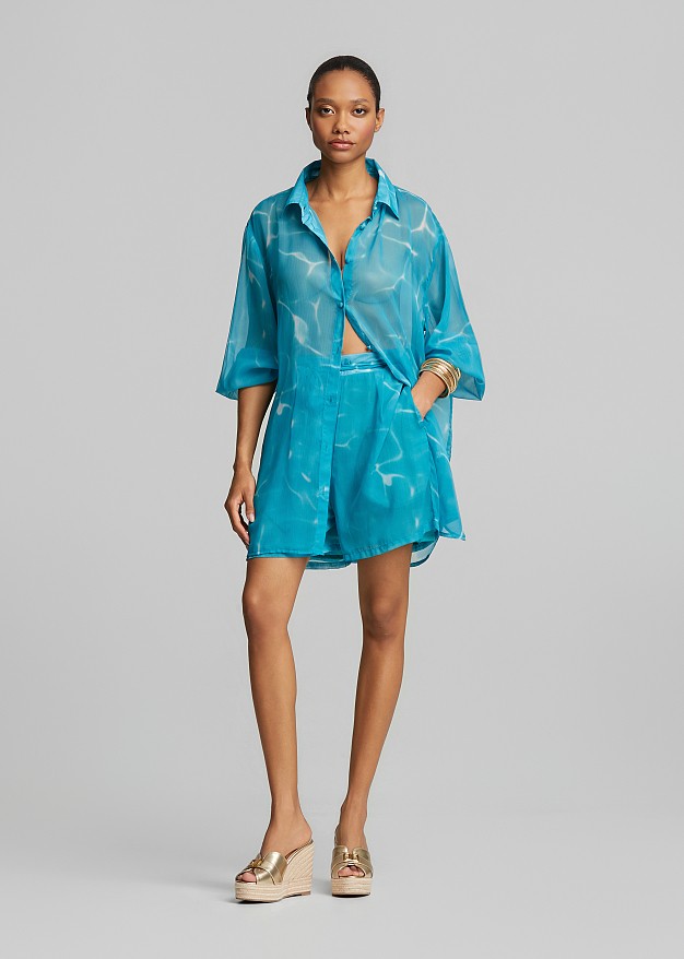 Sheer batik print shirt