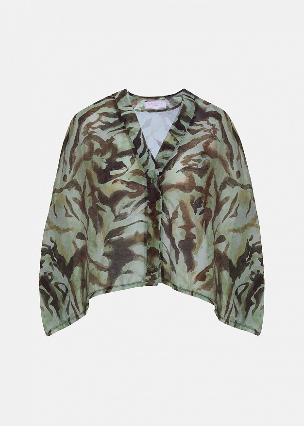 Animal print shirt in asymmetric detailing