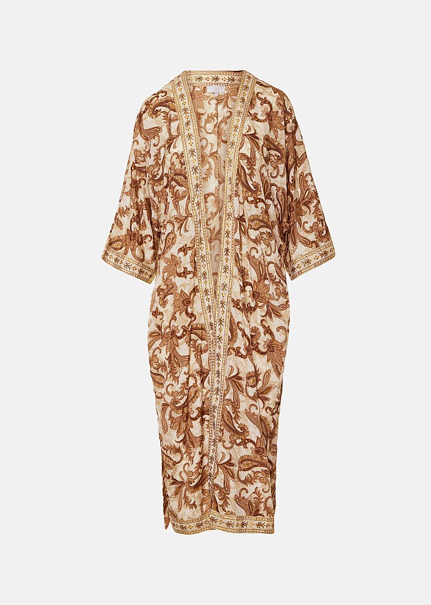 Printed kimono in foil detailing