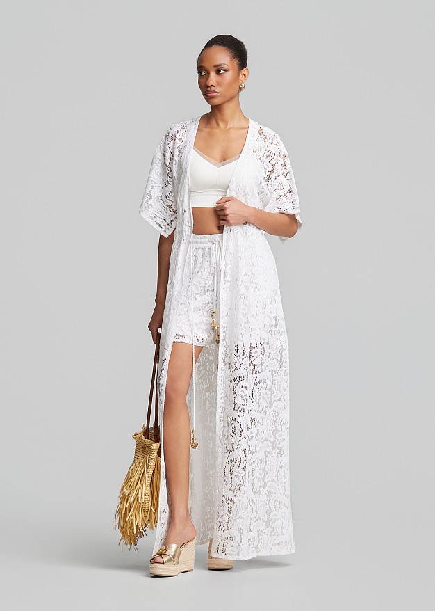 Long broderie lace kaftan