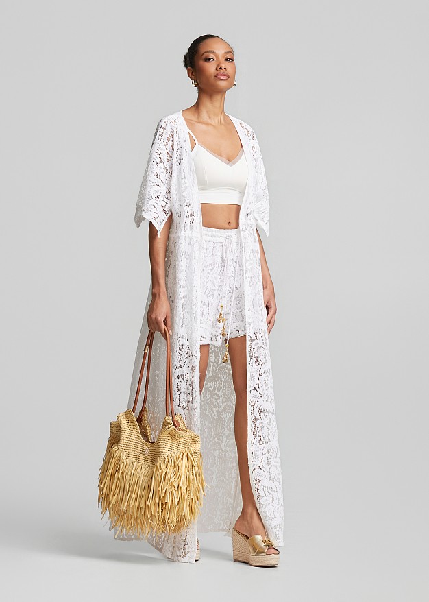 Long broderie lace kaftan