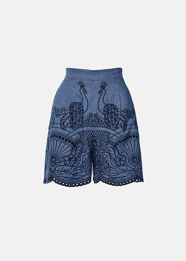 Denim shorts with embroidery