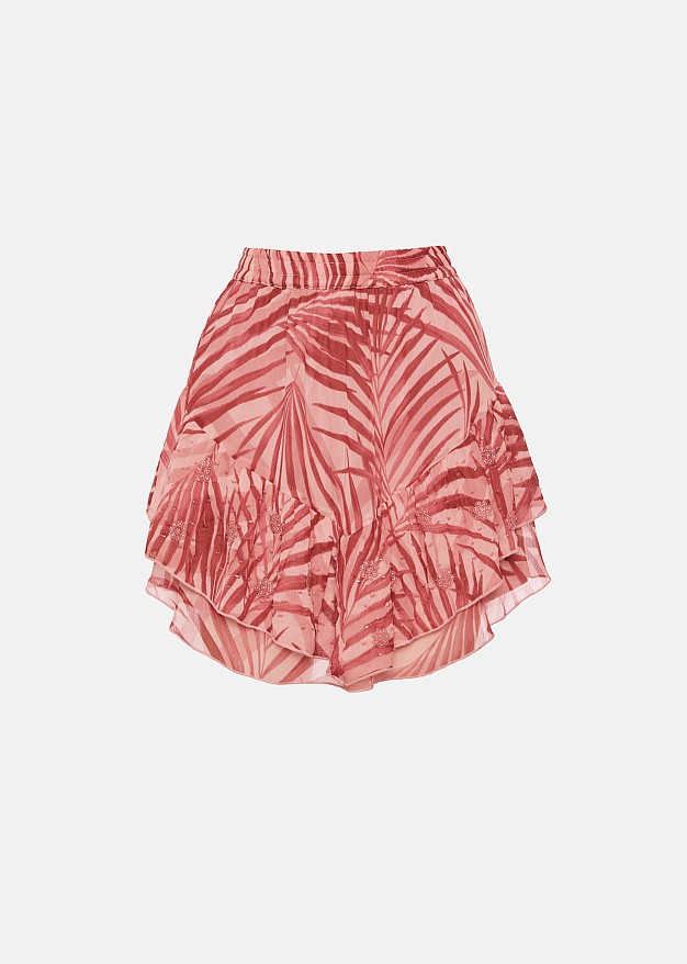 Fustă-pantalon cu print și volane