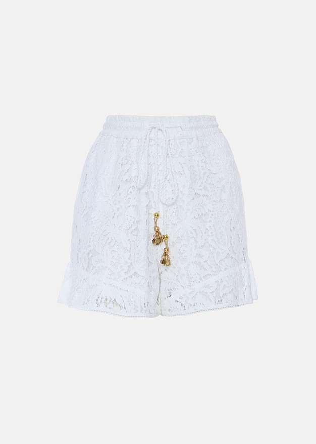 Broderie lace shorts with decorative beads