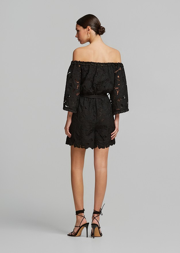 Off shoulder lace jumpsuit