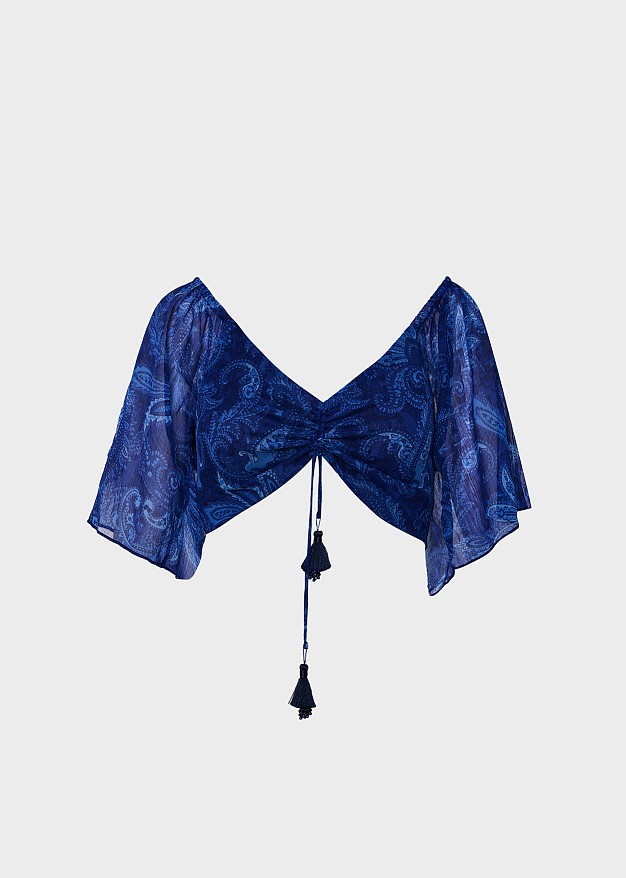 Εμπριμέ butterfly τοπ με σούρες