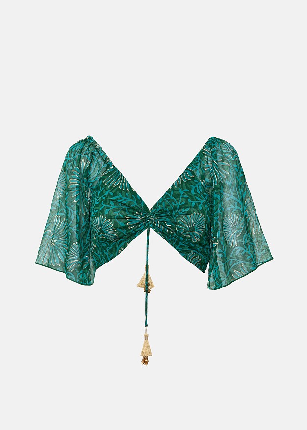 Printed butterfly top with lurex details