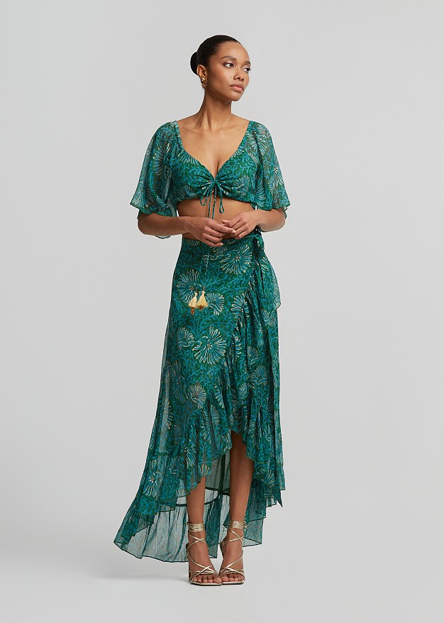 Printed butterfly top with lurex details