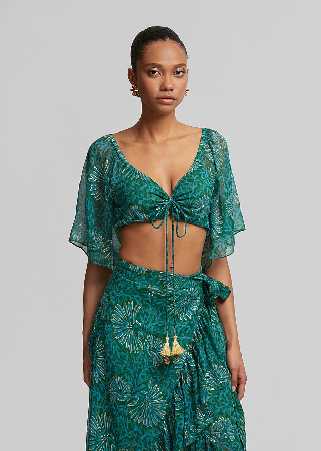 Printed butterfly top with lurex details