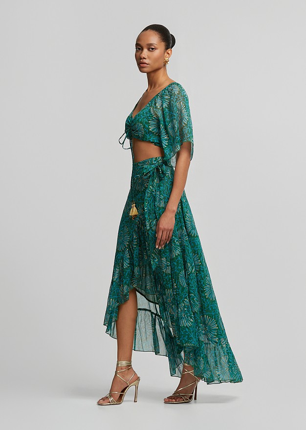 Printed butterfly top with lurex details