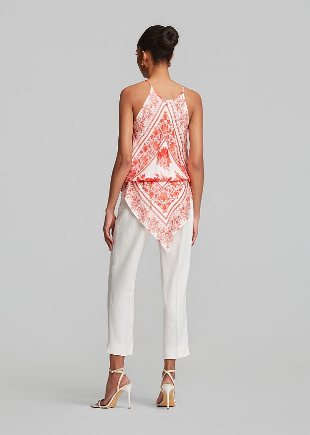Printed halter neck top in a scarf-style design