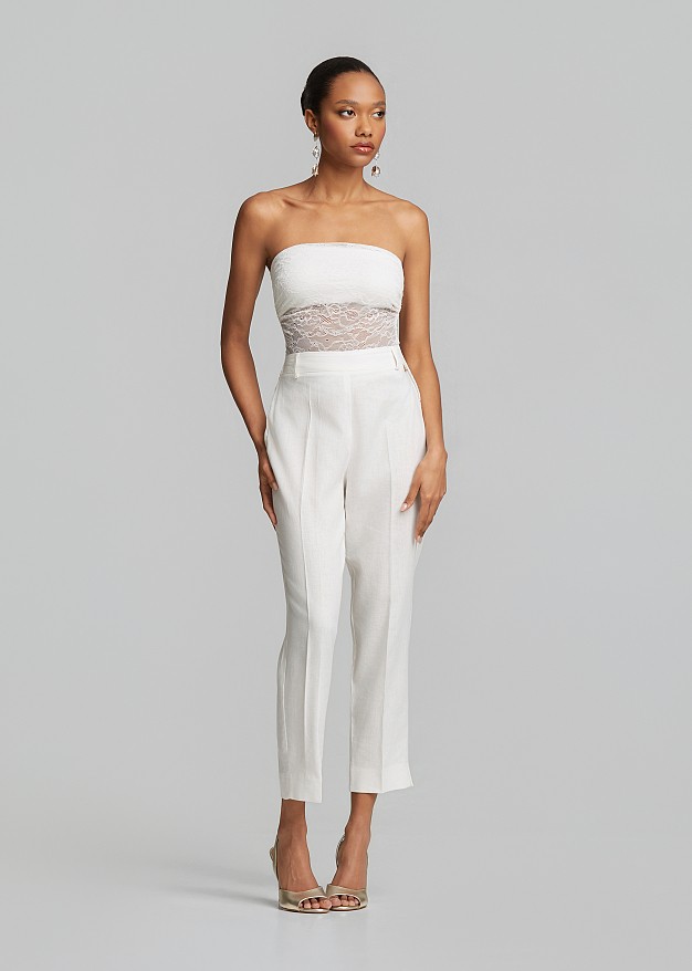 Strapless stretch lace top