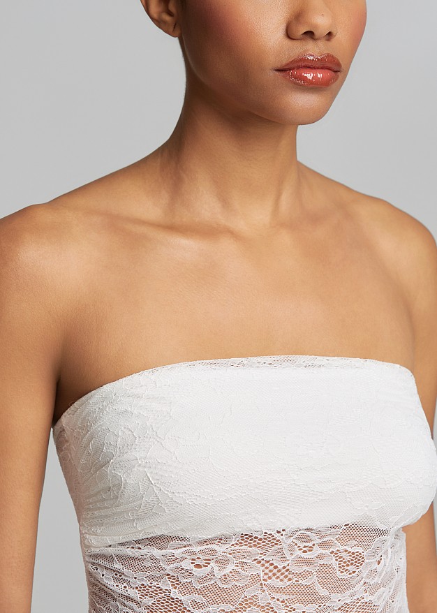 Strapless stretch lace top