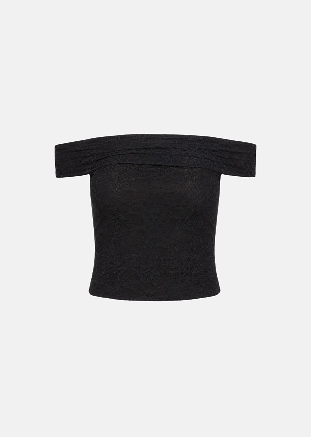 Off shoulder μπλούζα από δαντέλα