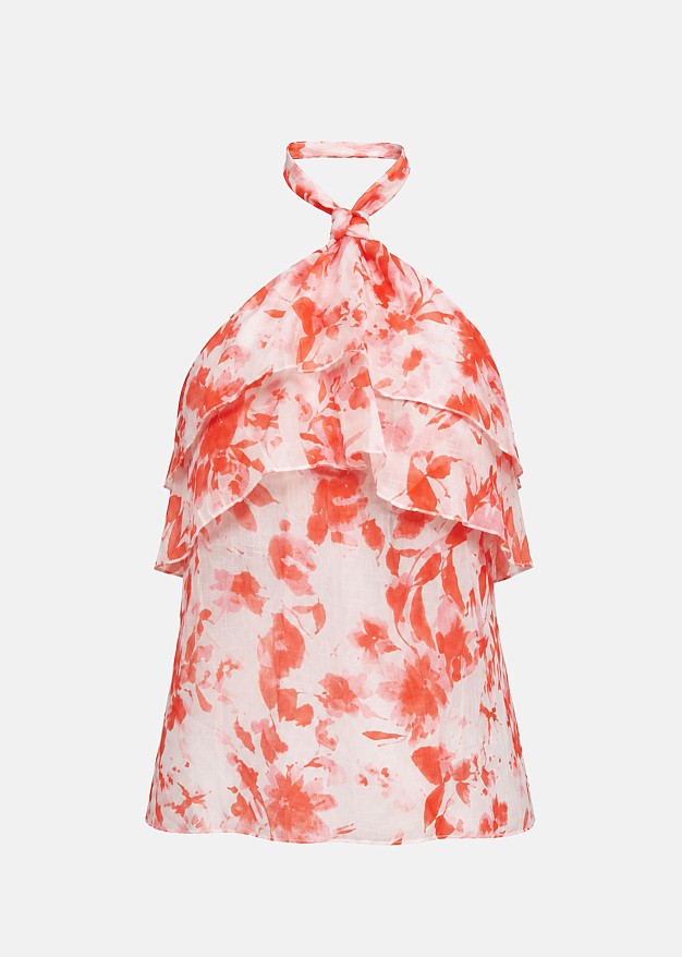 Printed off-shoulder halter top