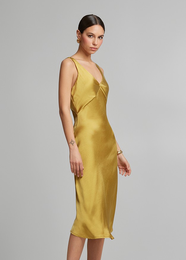 Midi lingerie-style dress in a satin look
