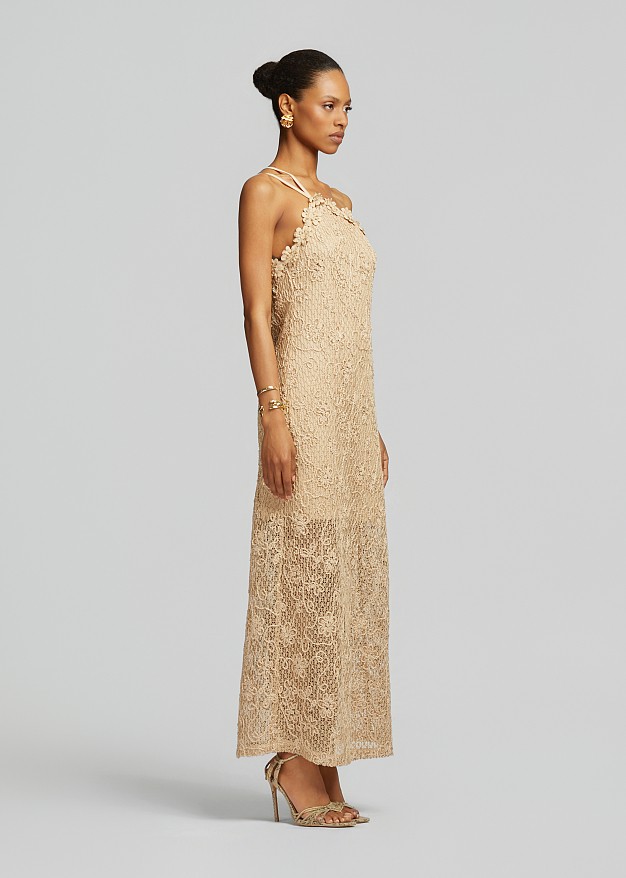 One-shoulder maxi lace dress with sequin detailing | LYNNE One-shoulder maxi lace dress with sequin detailing | LYNNE