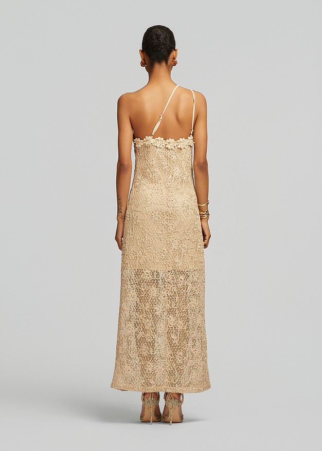 One-shoulder maxi lace dress with sequin detailing | LYNNE One-shoulder maxi lace dress with sequin detailing | LYNNE