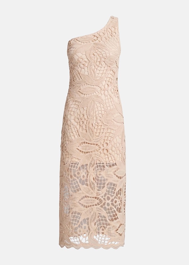 One-shoulder maxi lace dress