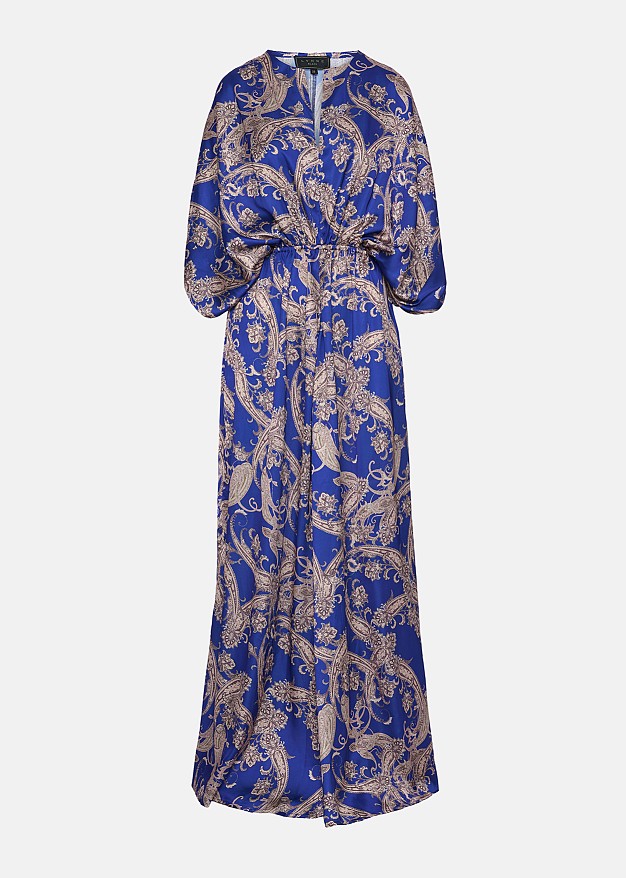 Rochie lungă cu print și aspect satinat