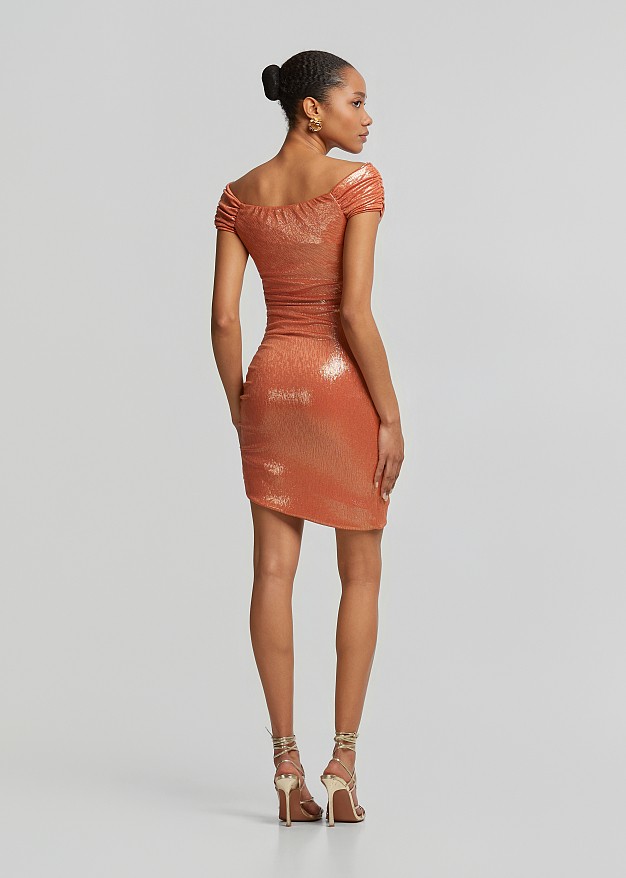 Mini lurex bodycon dress with ruched detailing | LYNNE Mini lurex bodycon dress with ruched detailing | LYNNE