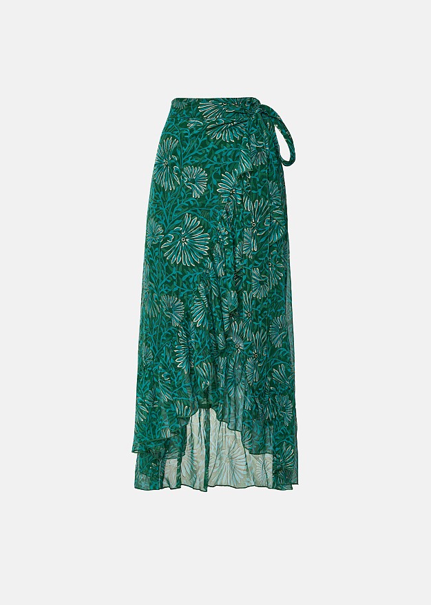 Maxi wrap printed skirt with lurex details