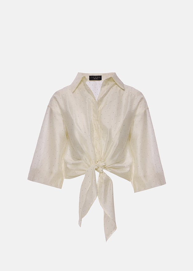 hirt with tie and rhinestone details