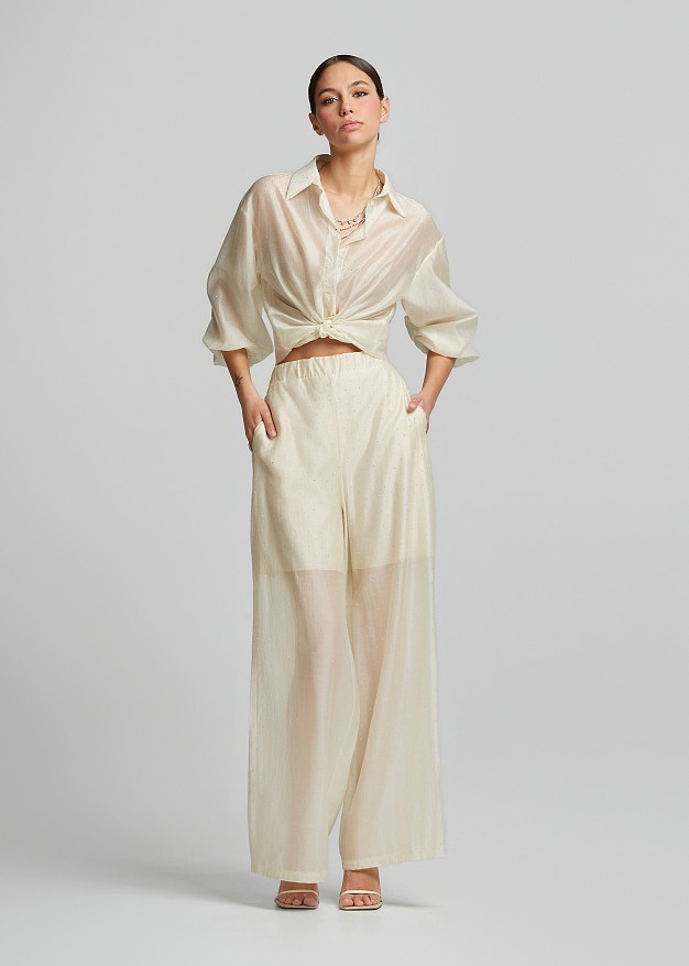 hirt with tie and rhinestone details