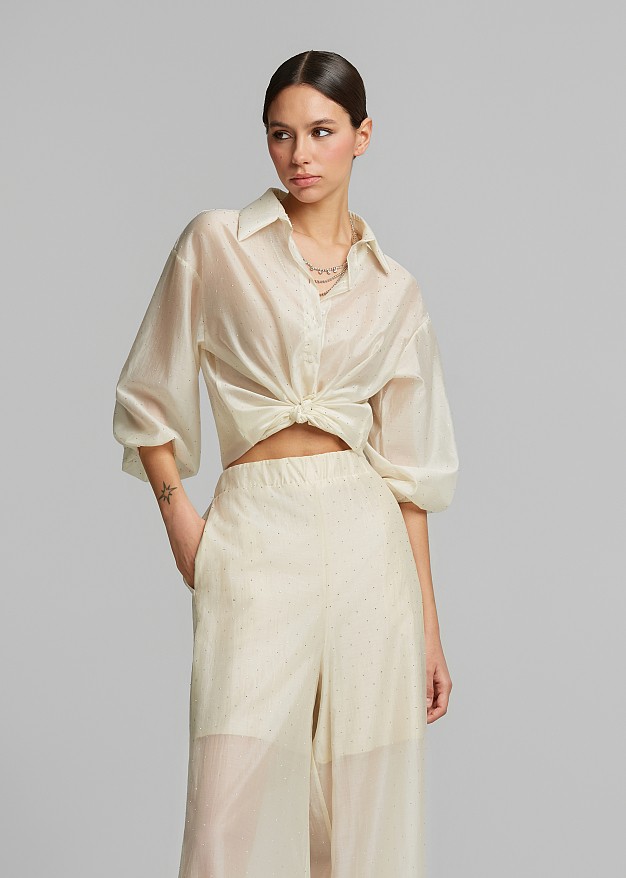 hirt with tie and rhinestone details