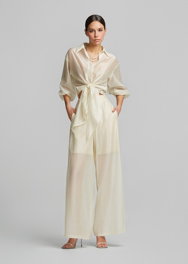 hirt with tie and rhinestone details